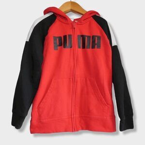 Puma Red and Black Raglan Zip Up Hoodie Size 7